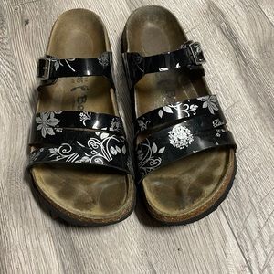Birkenstock betula black floral strap sandals 245 38